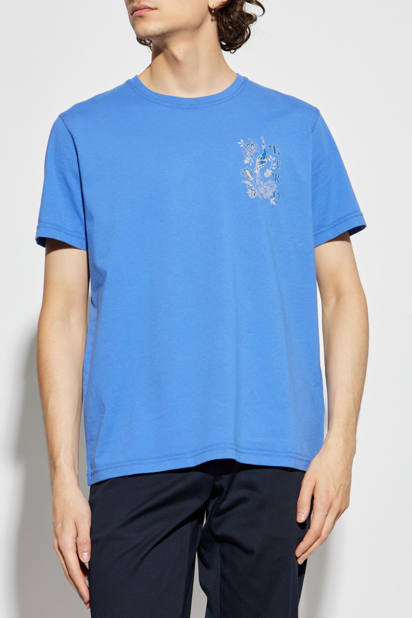 Tシャツ・カットソー ETRO FINE JERSEY T-SHIRT WITH DECORATIVE LINKING Etro Jersey T-Shirt with Paisley Print in White